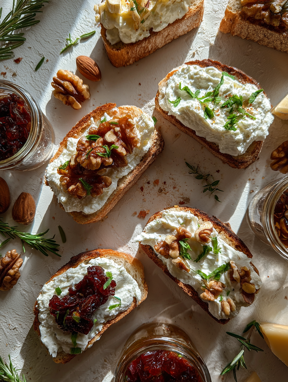 Ingredients for Whipped Ricotta Crostini Recipe Easy Elegant Appetizer