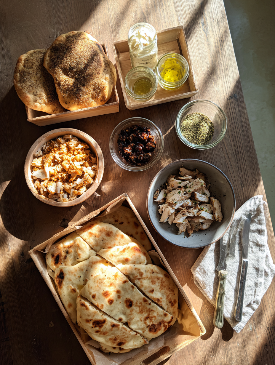 Ingredients for Zaatar Chicken Flatbread Recipe Middle Eastern Lunch