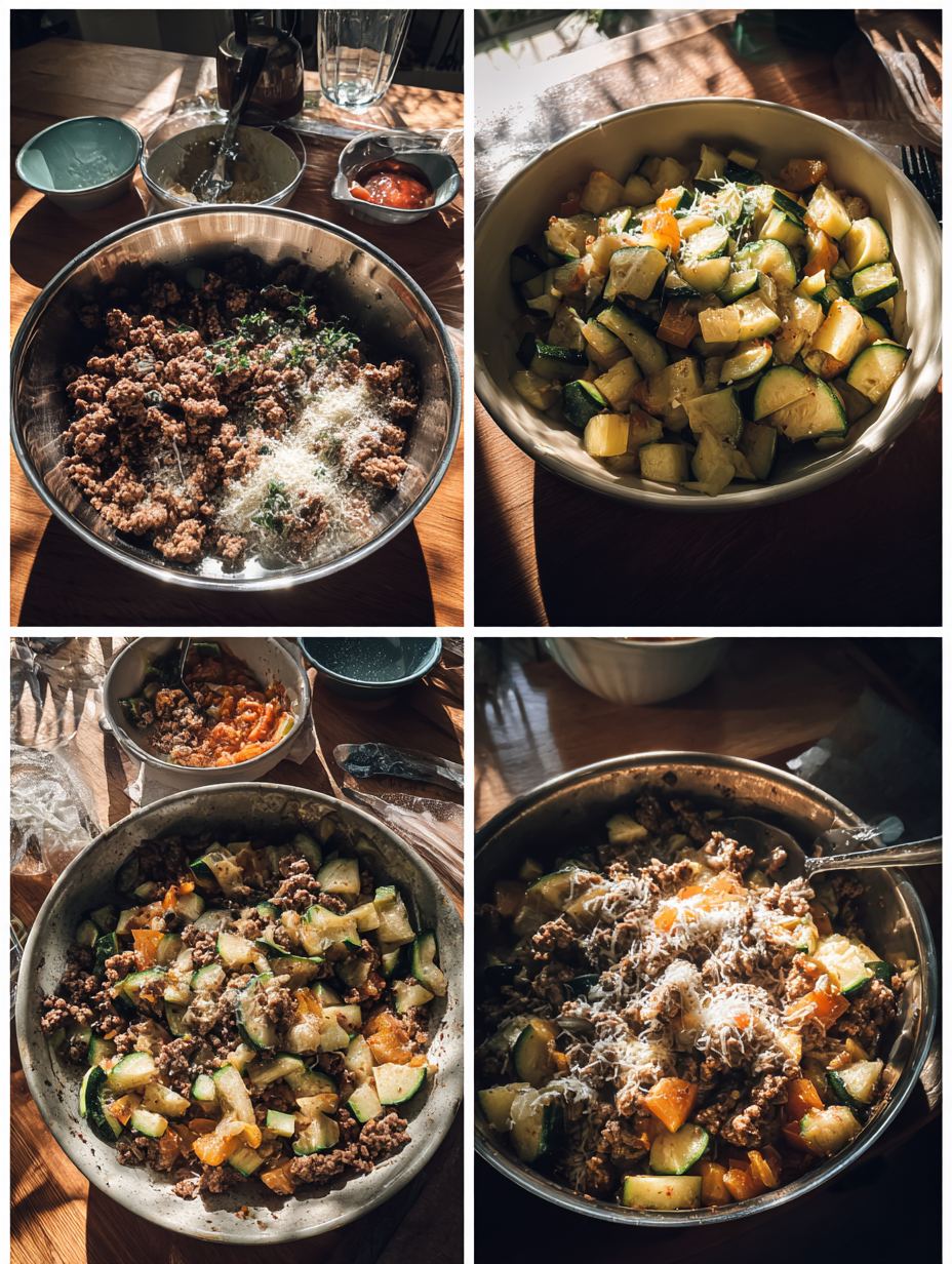 Steps for Ground Beef Zucchini Bake Recipe Low Carb Dinner
