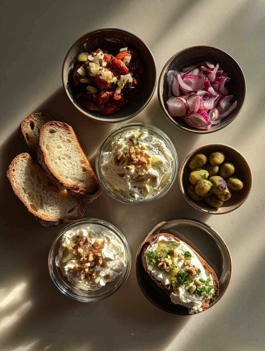 Ingredients for Whipped Cottage Cheese Bruschetta Recipe High Protein Dip