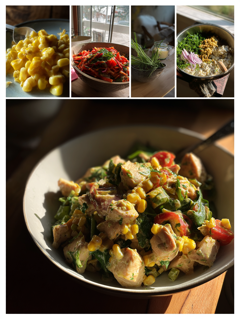 Steps for High Protein Chicken Street Corn Salad Fresh Creamy