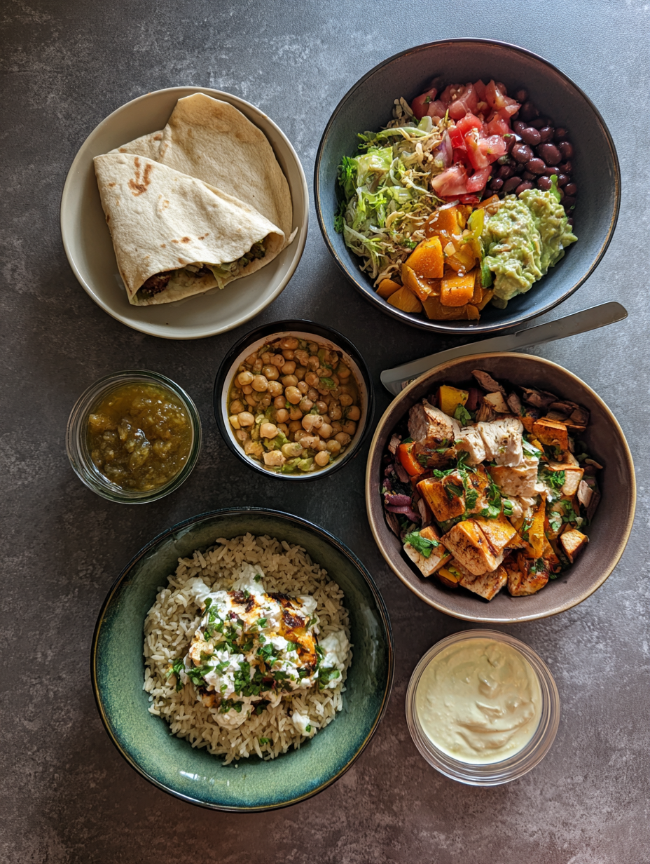 Ingredients for Protein Packed Low Carb Burrito Bowl Nourishing Meal Prep wi