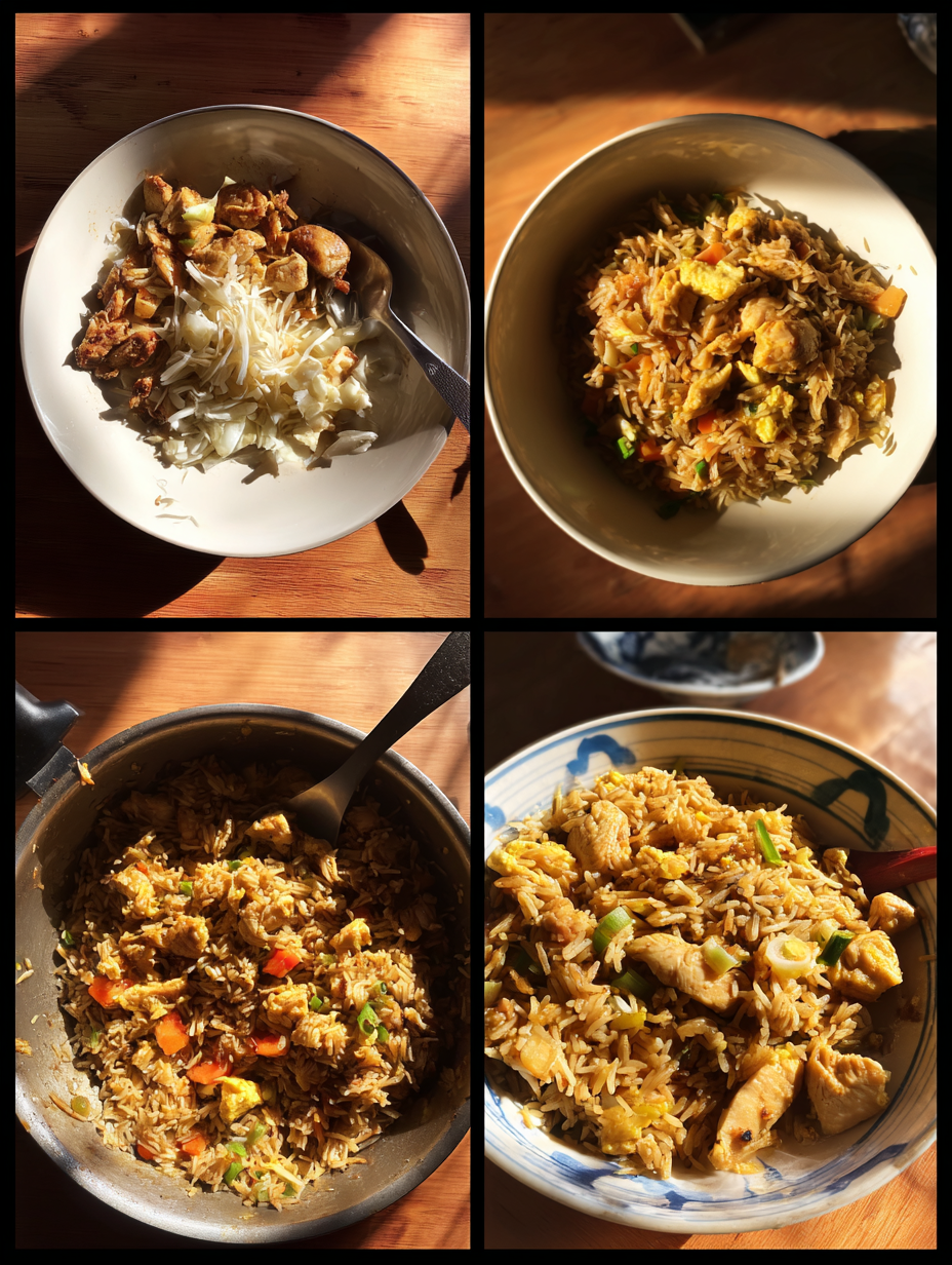 Steps for High Protein Crispy Garlic Chicken Fried Rice Recipe for Din