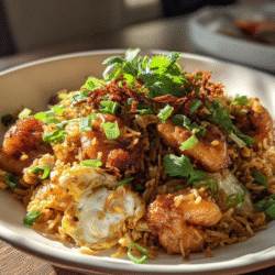 High Protein Crispy Garlic Chicken Fried Rice Recipe for Din