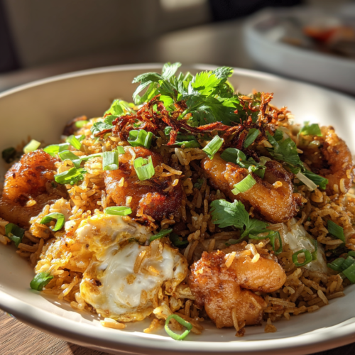 High Protein Crispy Garlic Chicken Fried Rice Recipe for Din