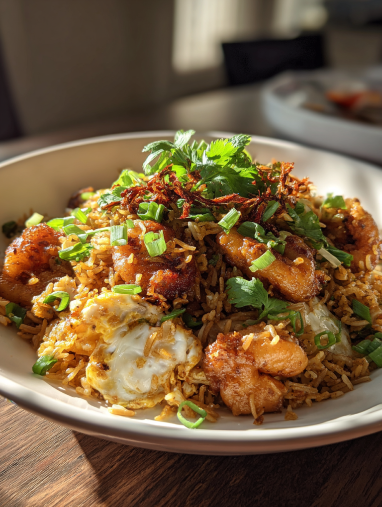 High Protein Crispy Garlic Chicken Fried Rice Recipe for Din