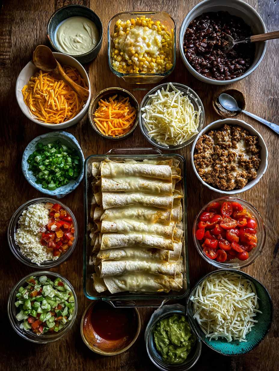 Ingredients for Ground Beef Enchilada Skillet Family Friendly Comfort Meal