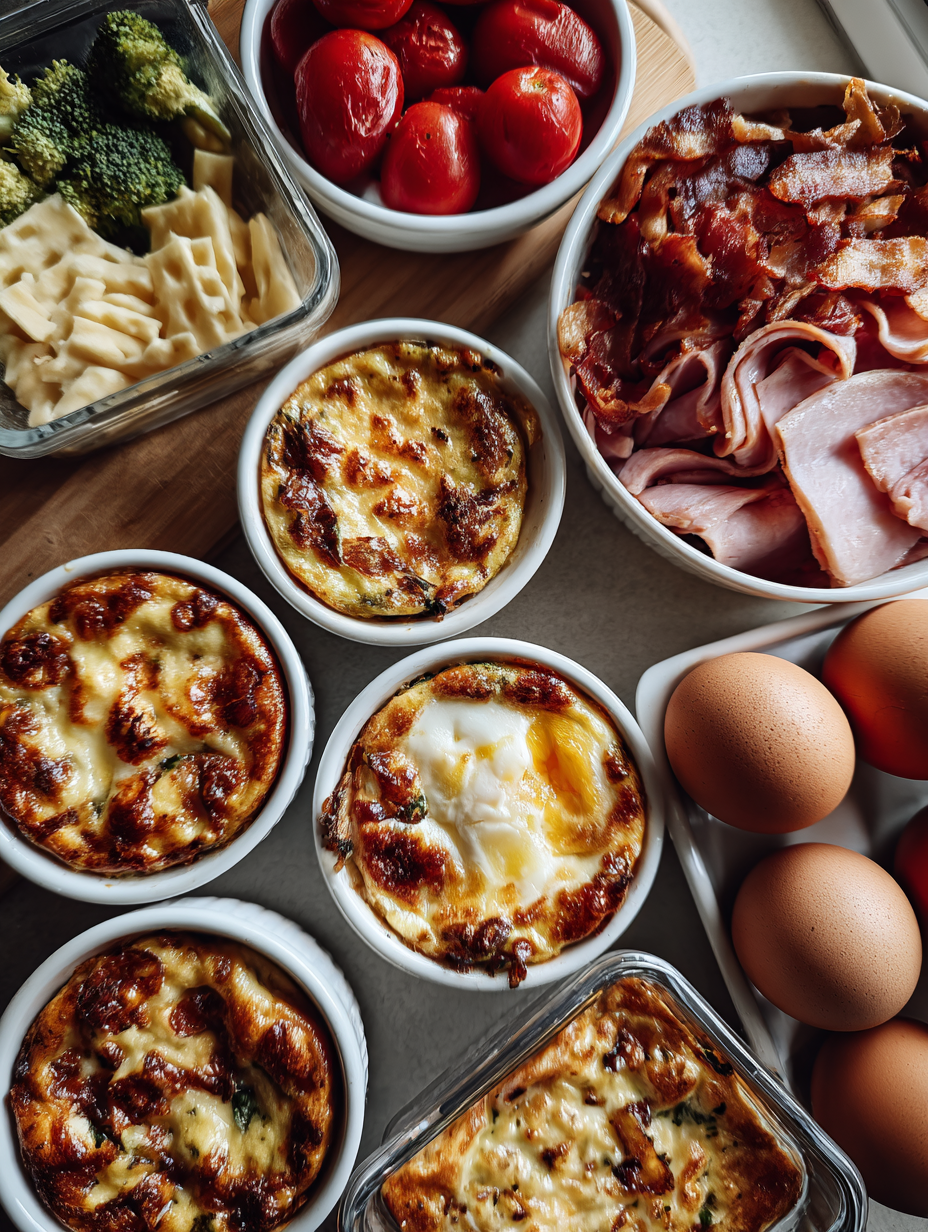 Ingredients for Delicious Egg Turkey Ham Breakfast Cups