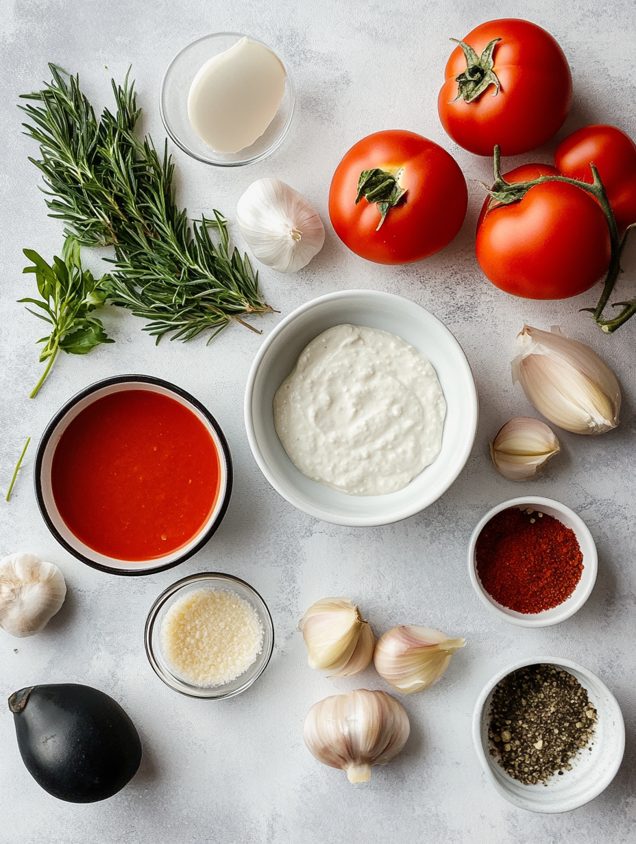 Ingredients for Vegan Creamy Tomato Soup