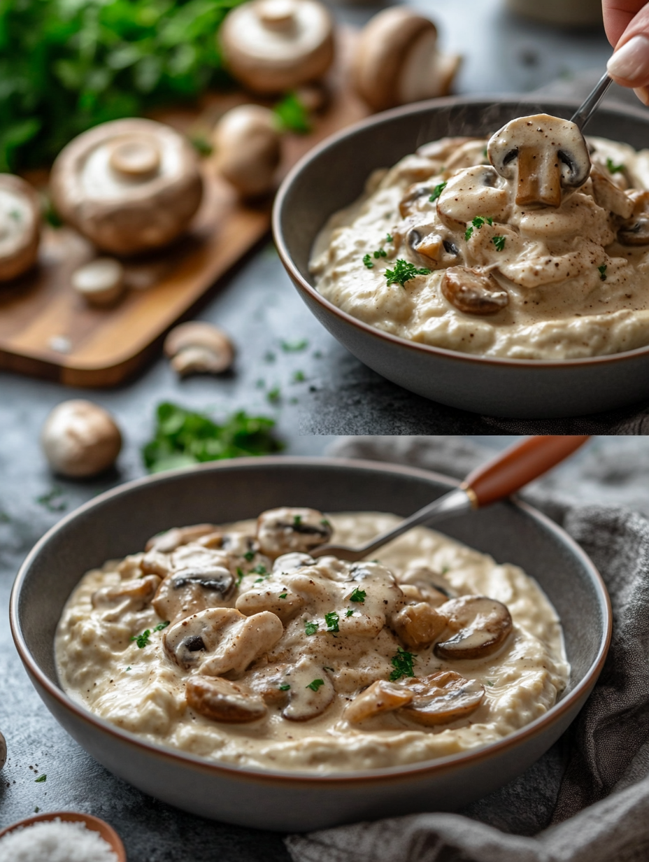 Steps for Vegan Mushroom Stroganoff