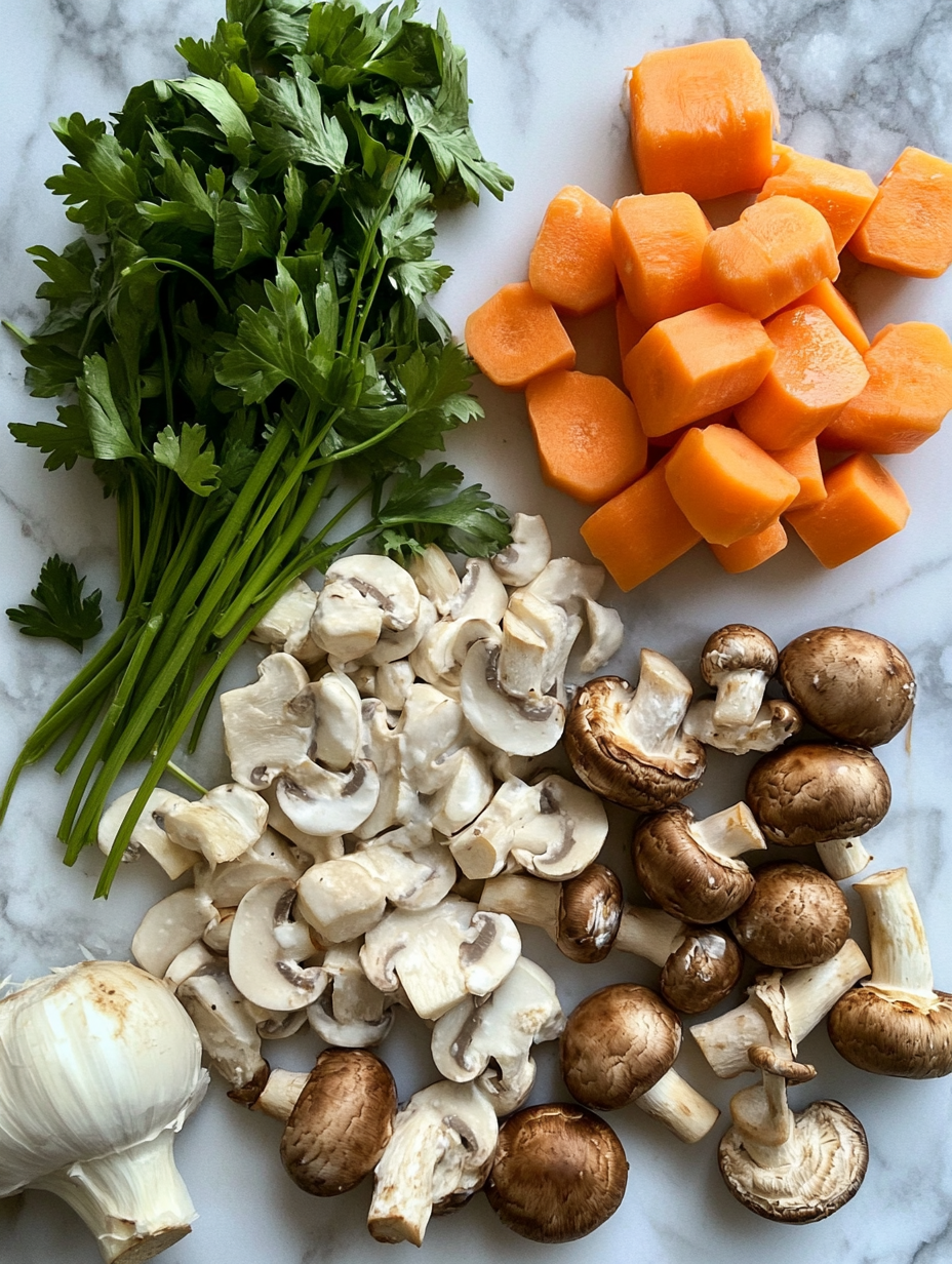 Ingredients for Vegan Mushroom Stroganoff