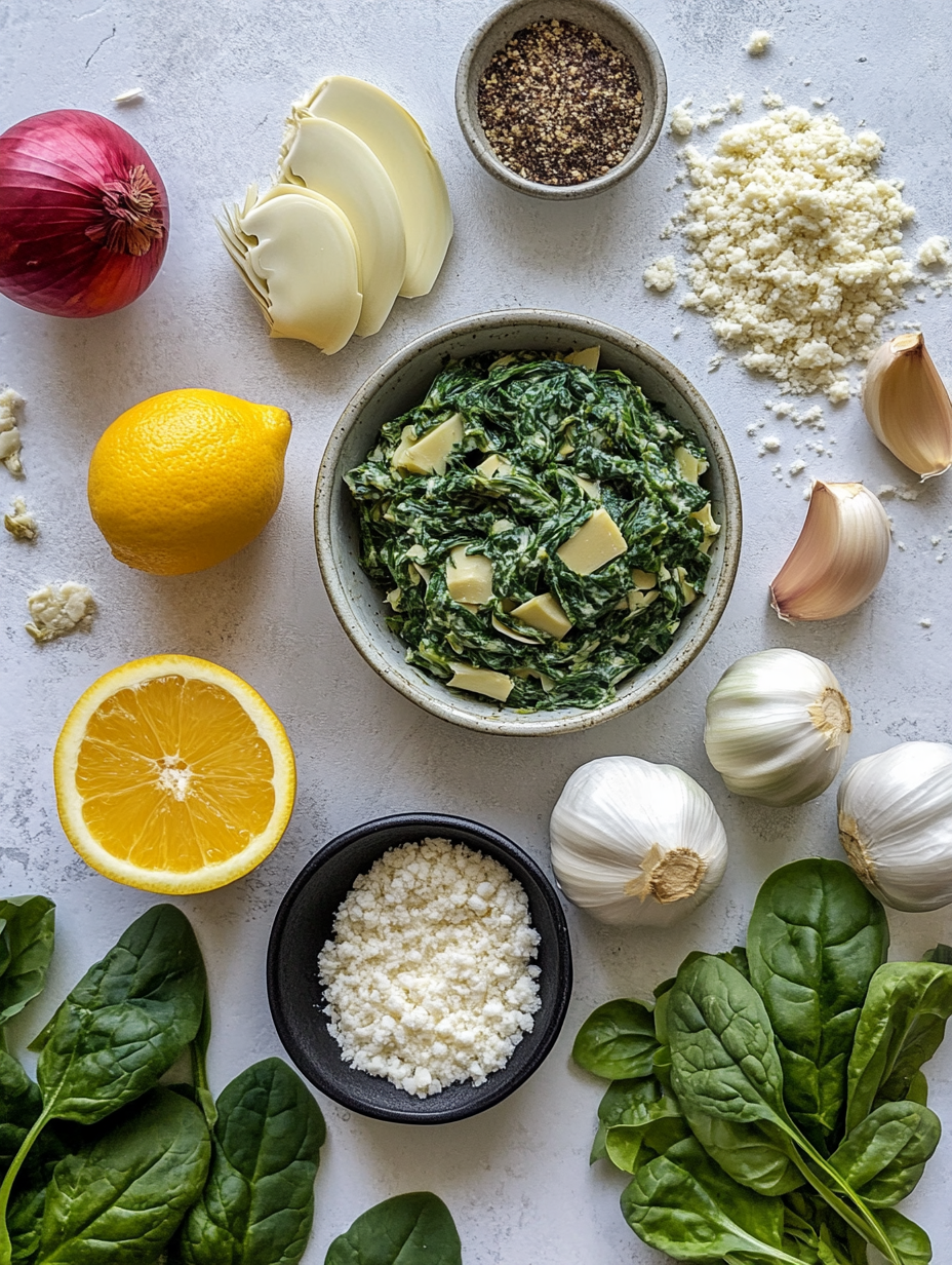 Ingredients for Vegan Spinach Artichoke Dip