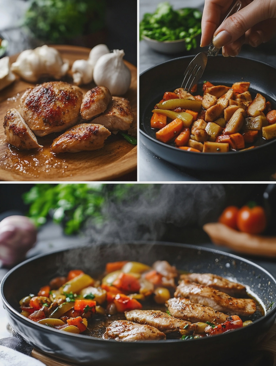 Steps for One-Pan Air Fryer Chicken and Veggies