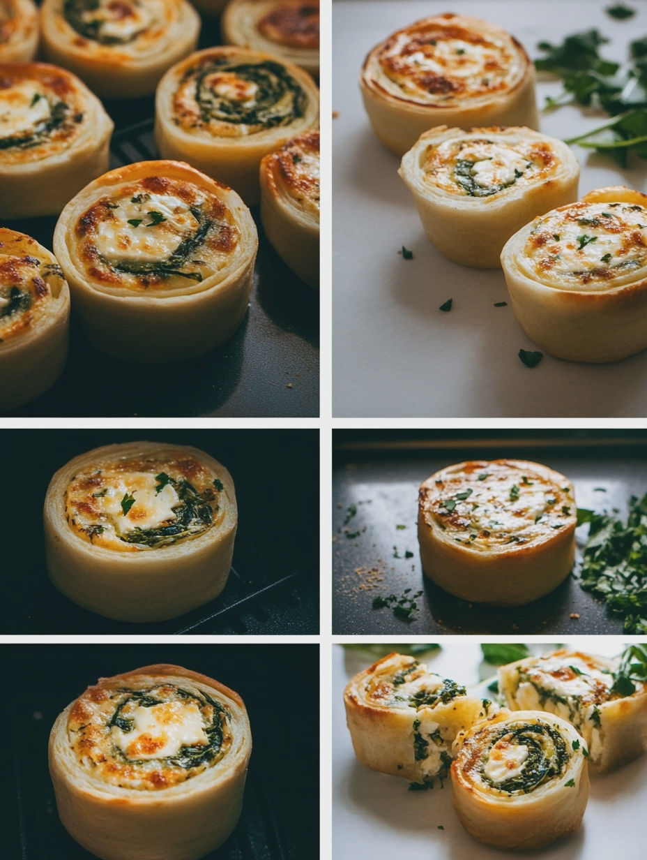 Steps for Air Fryer Spinach Feta Pinwheels