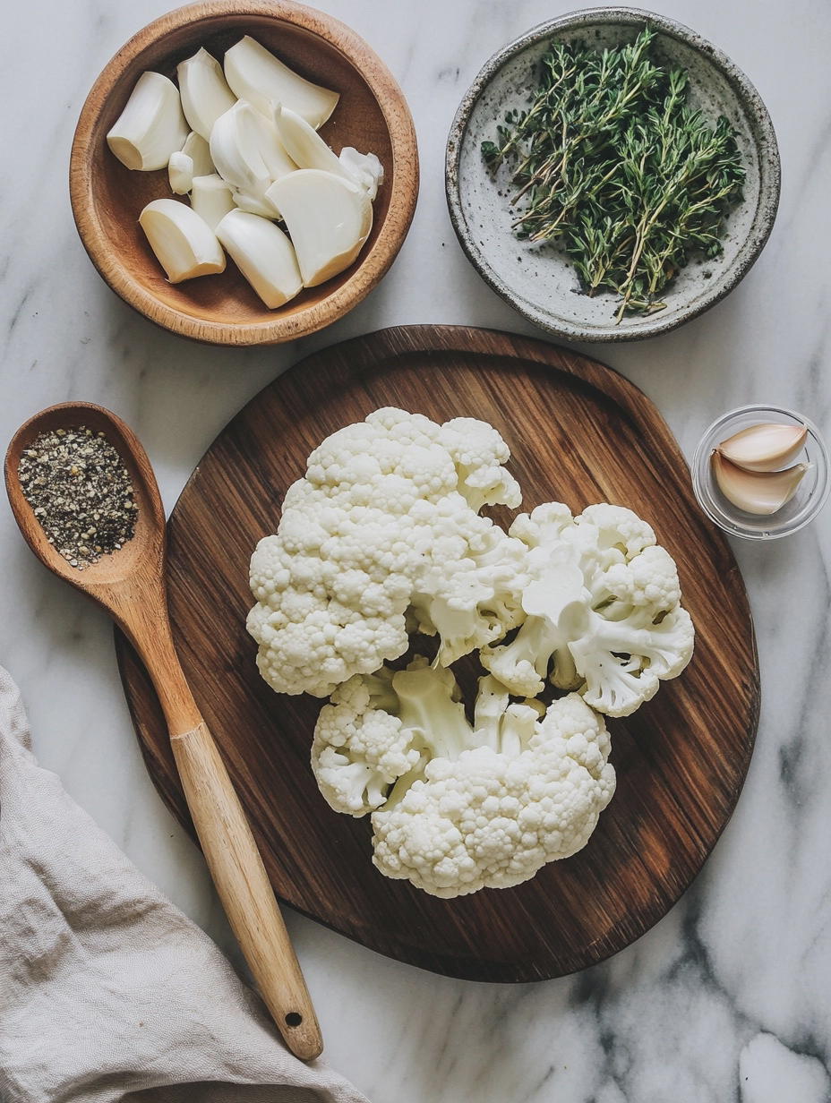 Ingredients for Air Fryer Garlic Herb Cauliflower Steaks