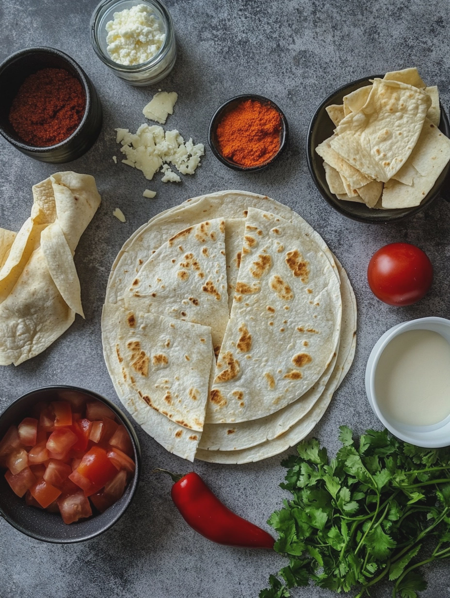 Ingredients for Easy Air Fryer Chicken Quesadillas