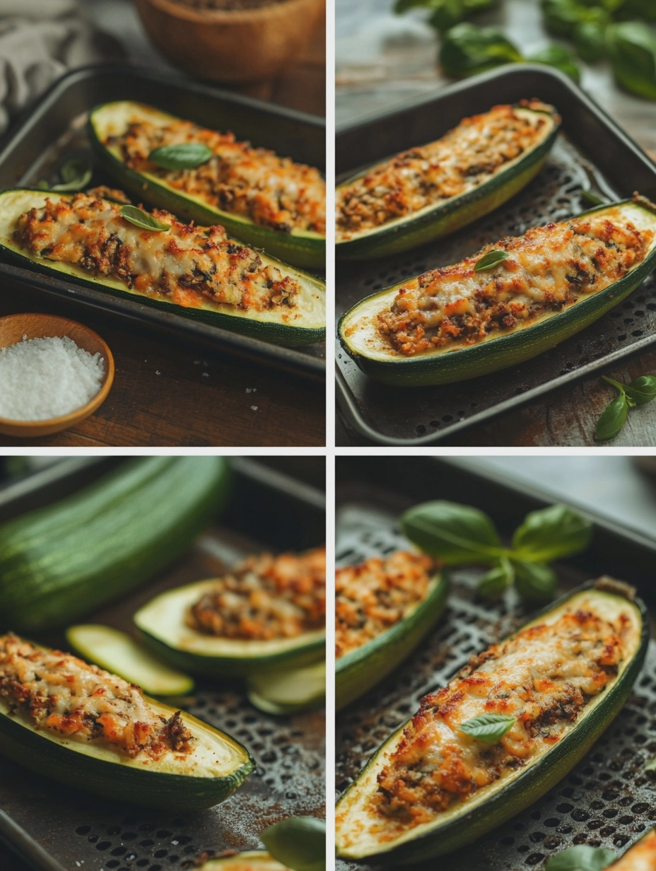 Steps for Air Fryer Stuffed Zucchini Boats