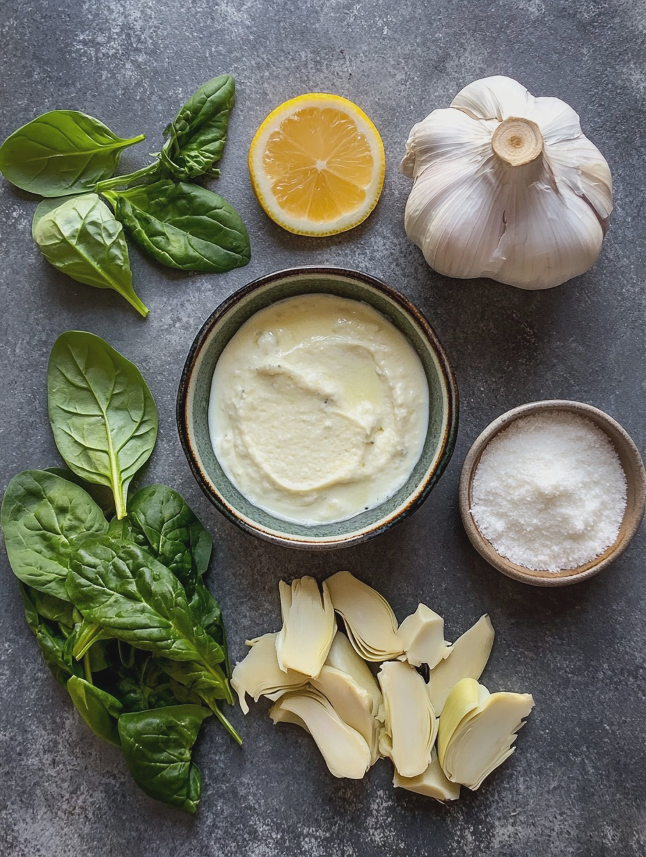 Ingredients for Air Fryer Spinach Artichoke Dip