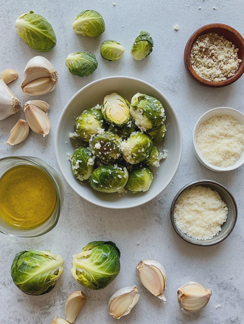 Ingredients for Air Fryer Garlic Parmesan Brussels Sprouts