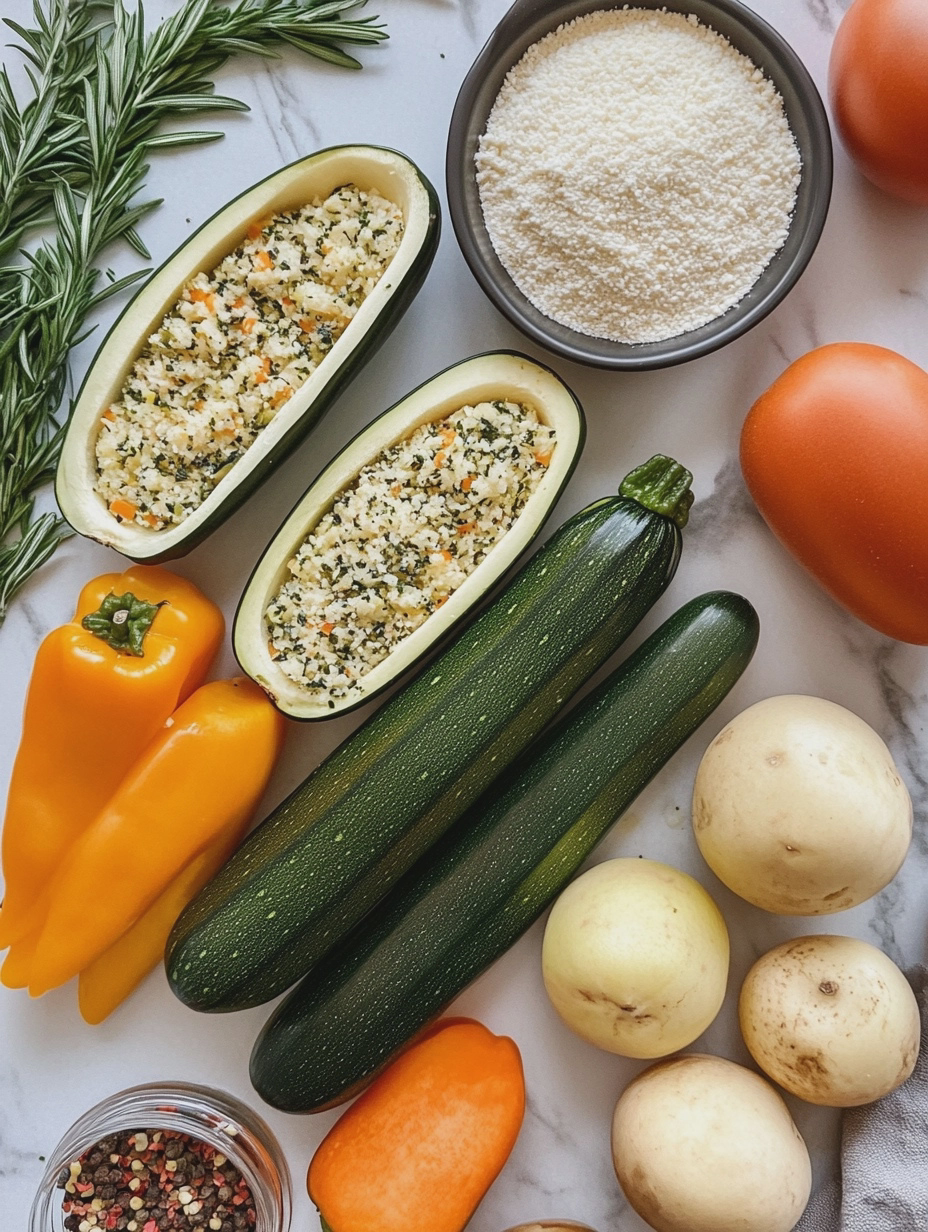 Ingredients for Air Fryer Stuffed Zucchini Boats