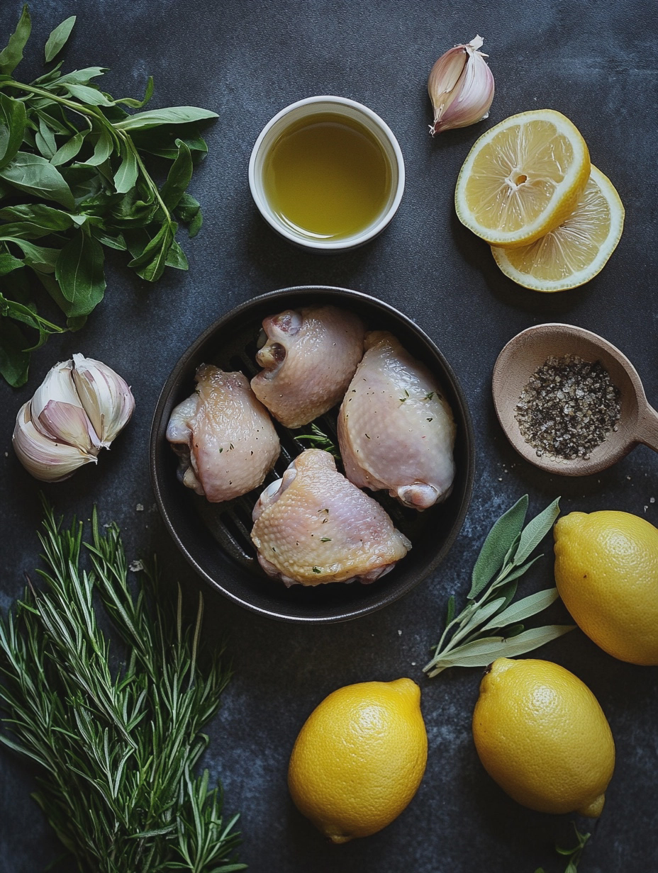 Ingredients for Air Fryer Lemon Garlic Chicken Thighs