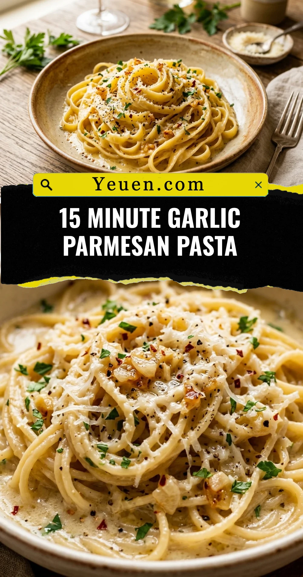 15 Minute Garlic Parmesan Pasta