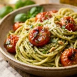 15 Minute Pesto Pasta with Cherry Tomatoes