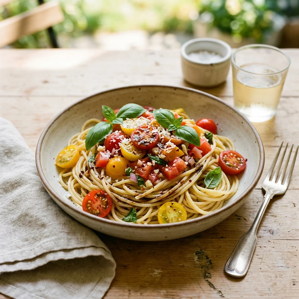 15 Minute Summer Bruschetta Pasta