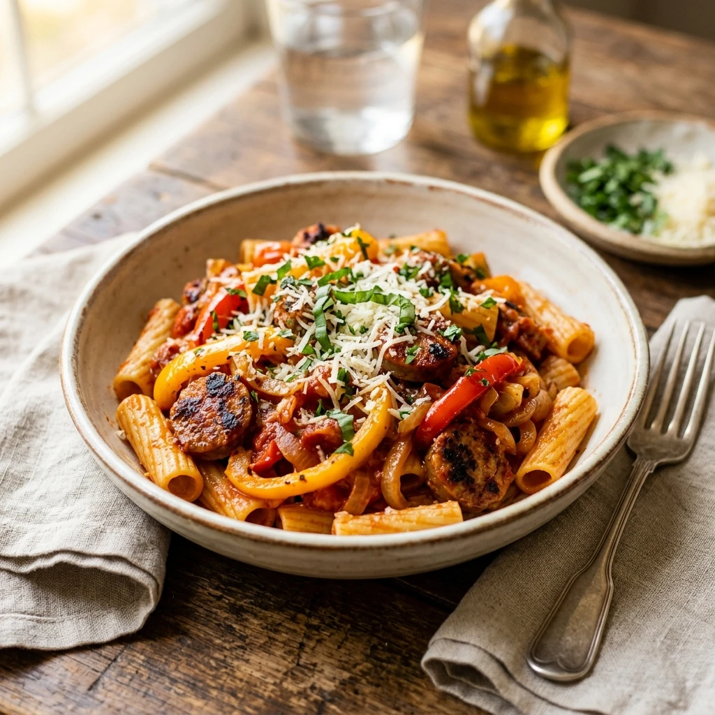 20 Minute Sausage and Peppers Pasta