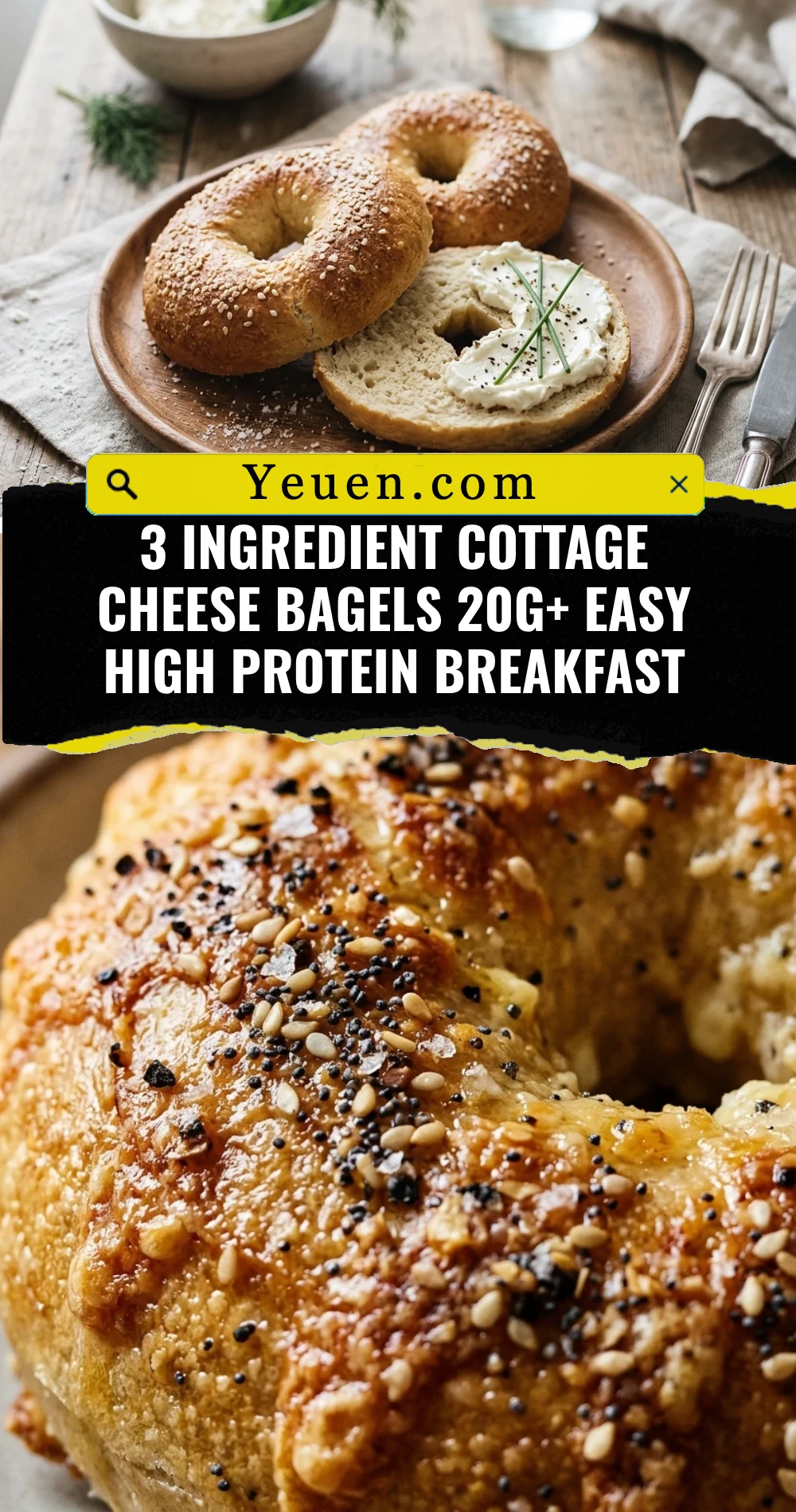 3 Ingredient Cottage Cheese Bagels 20g+ Easy High Protein Breakfast