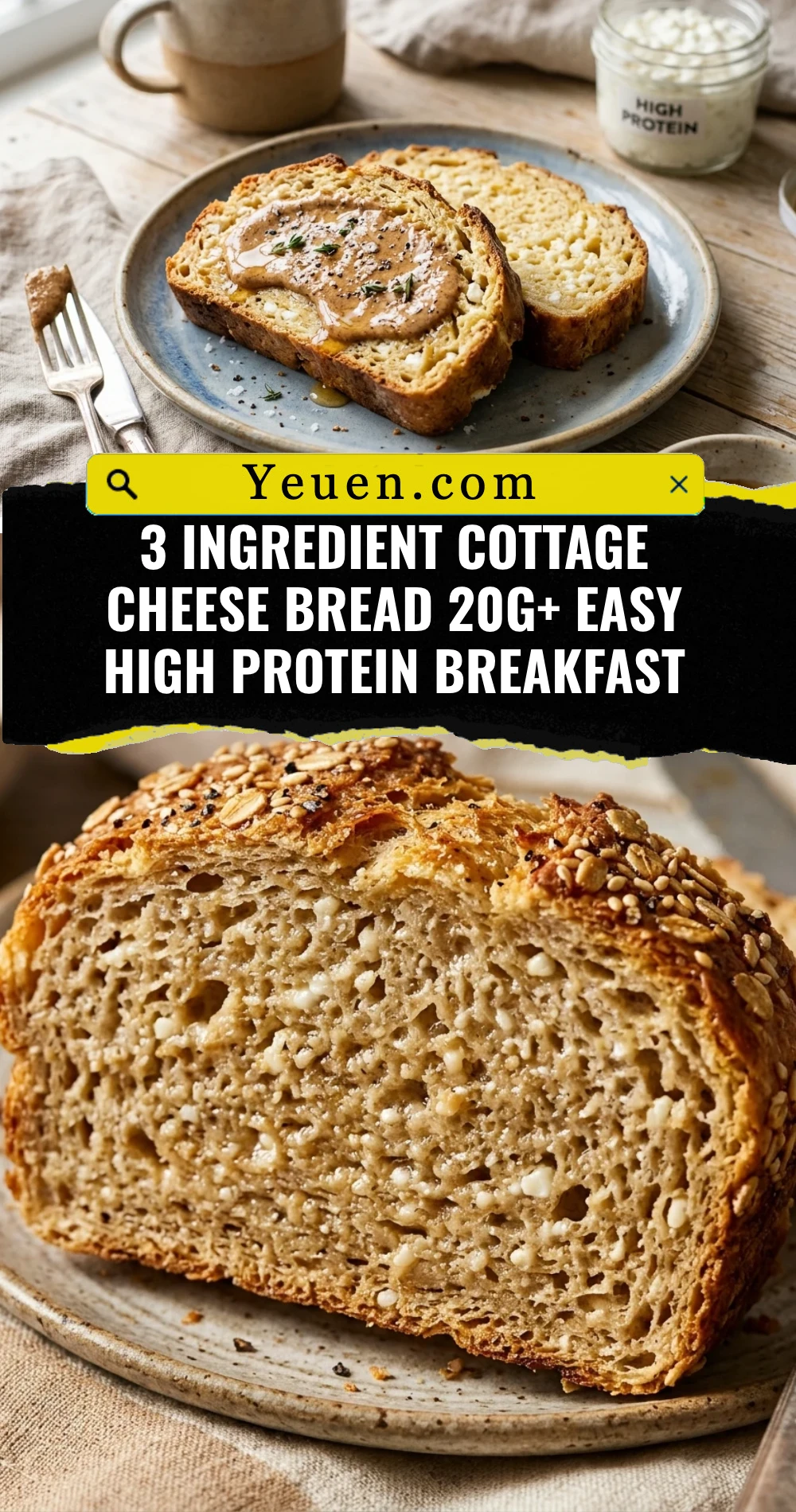 3 Ingredient Cottage Cheese Bread 20g+ Easy High Protein Breakfast