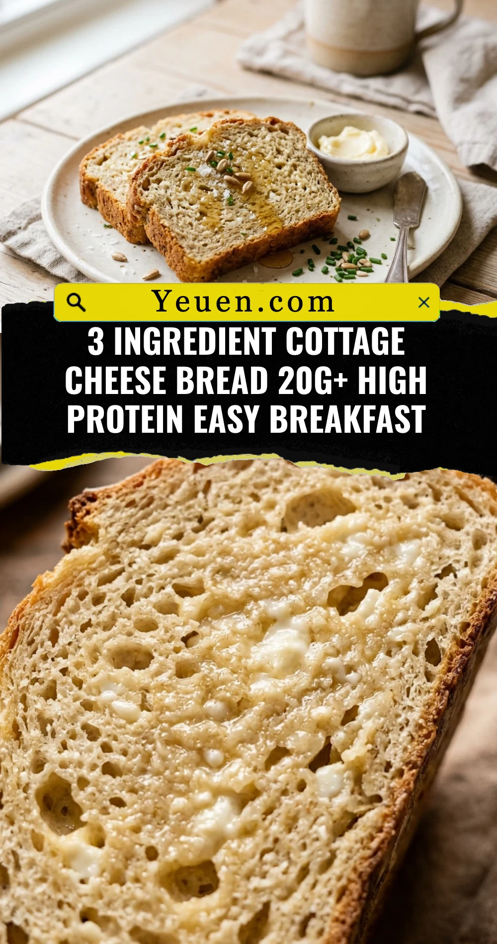 3 Ingredient Cottage Cheese Bread 20g+ High Protein Easy Breakfast