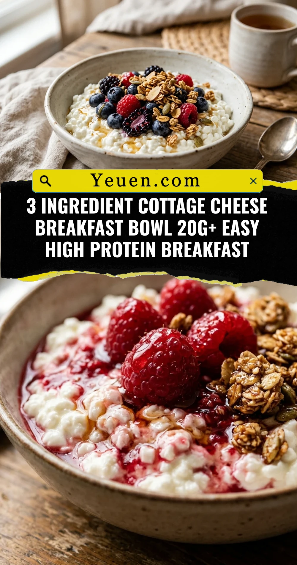3 Ingredient Cottage Cheese Breakfast Bowl 20g+ Easy High Protein Breakfast