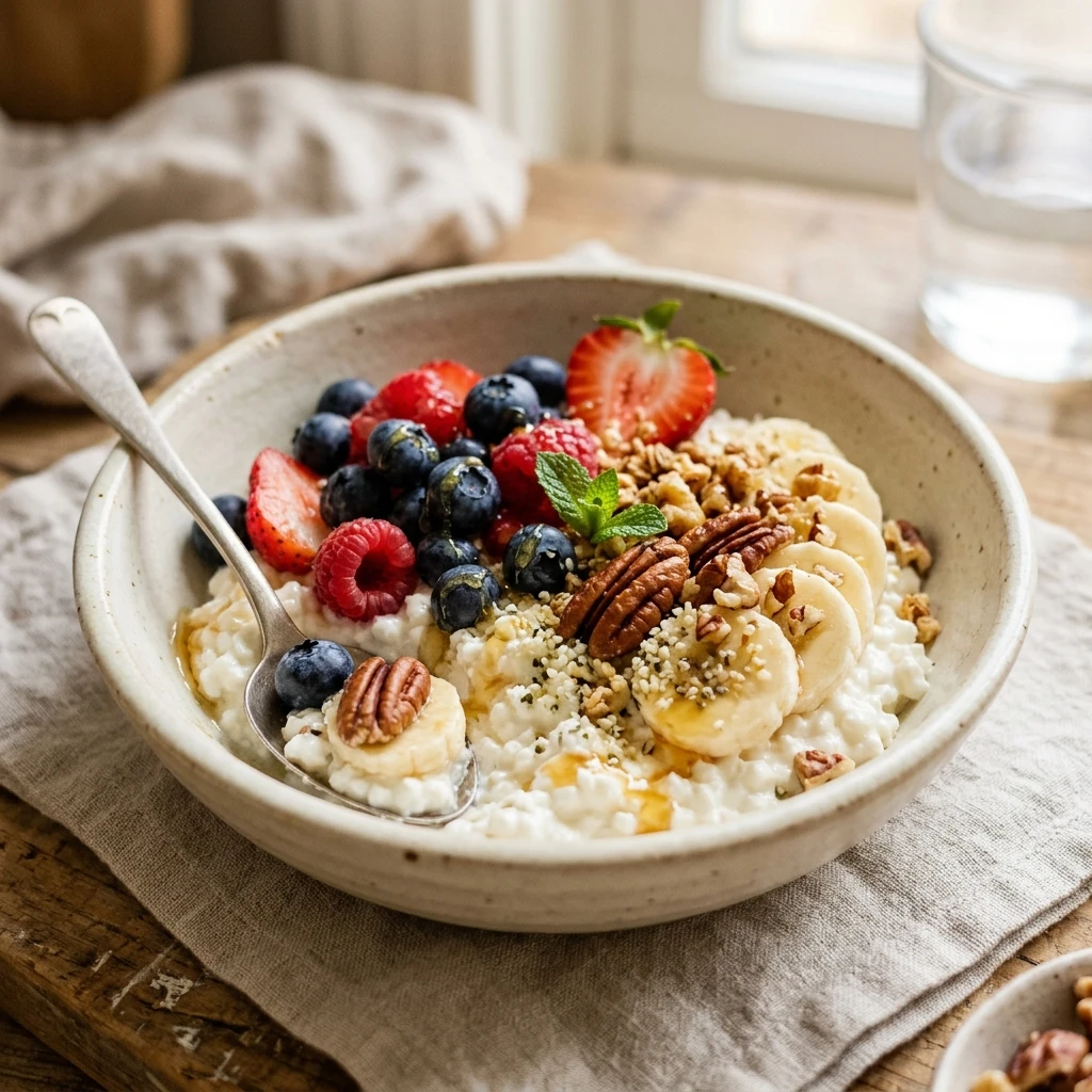 3 Ingredient Cottage Cheese Breakfast Bowl 20g+ High Protein Easy Breakfast