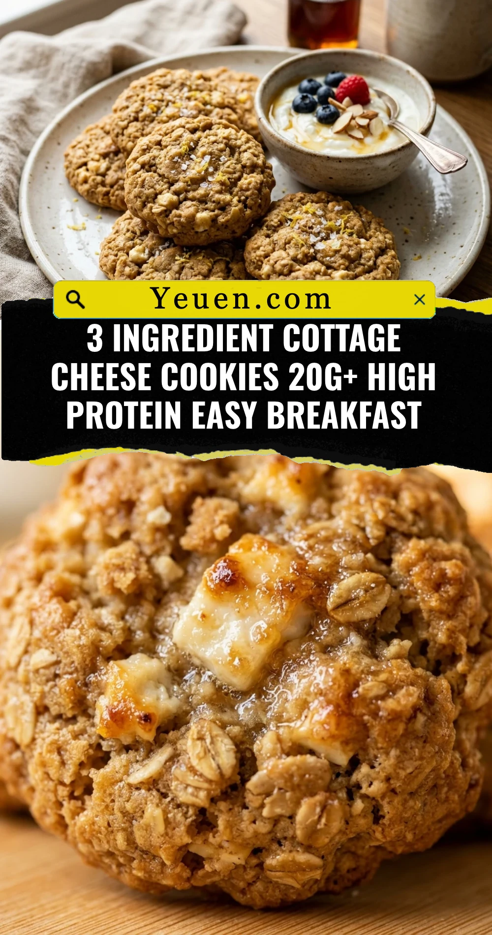 3 Ingredient Cottage Cheese Cookies 20g+ High Protein Easy Breakfast