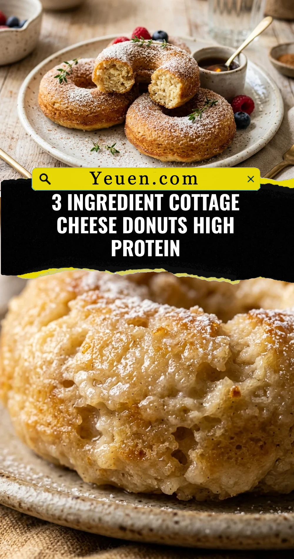 3 Ingredient Cottage Cheese Donuts High Protein