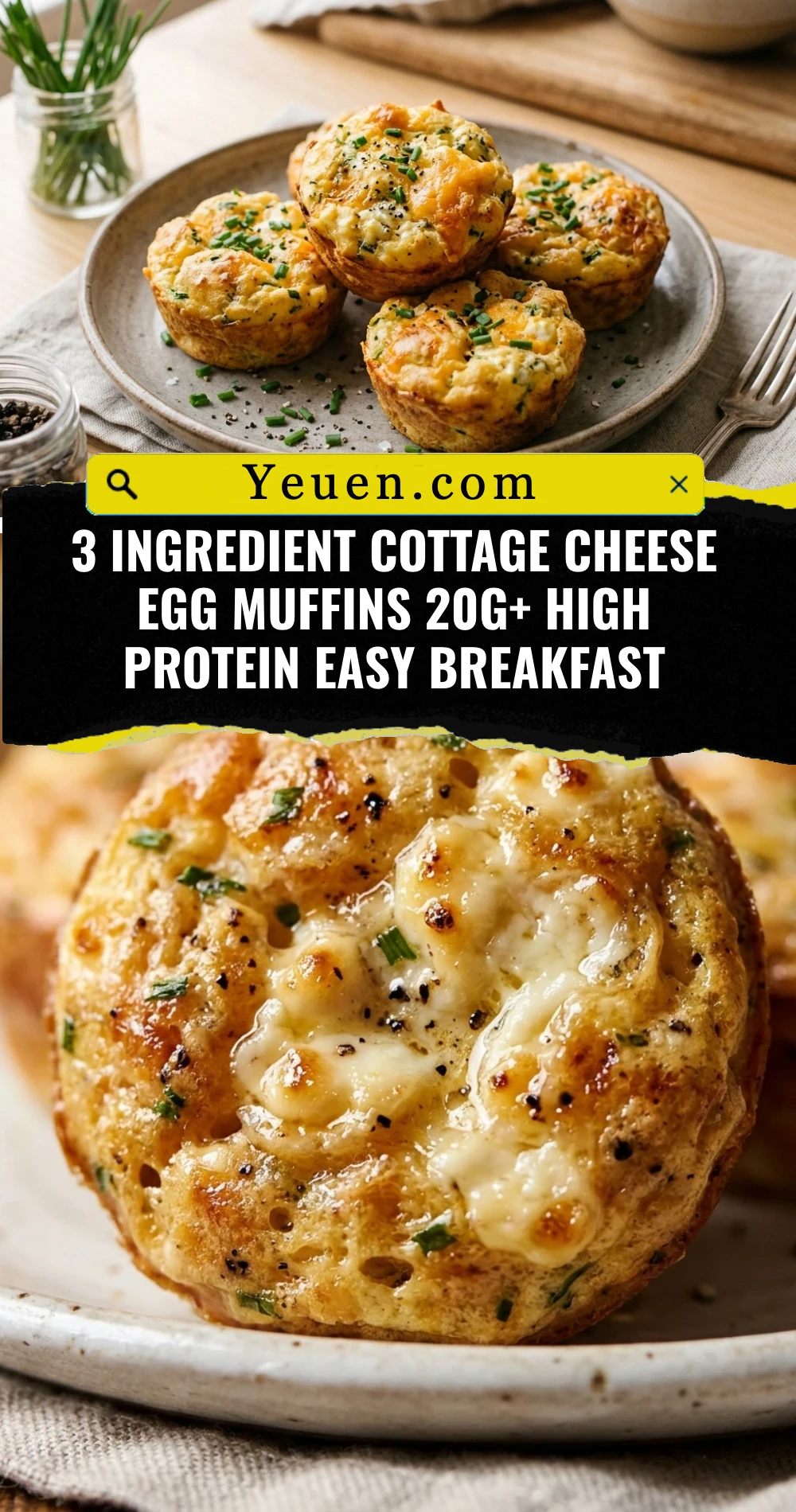 3 Ingredient Cottage Cheese Egg Muffins 20g+ High Protein Easy Breakfast