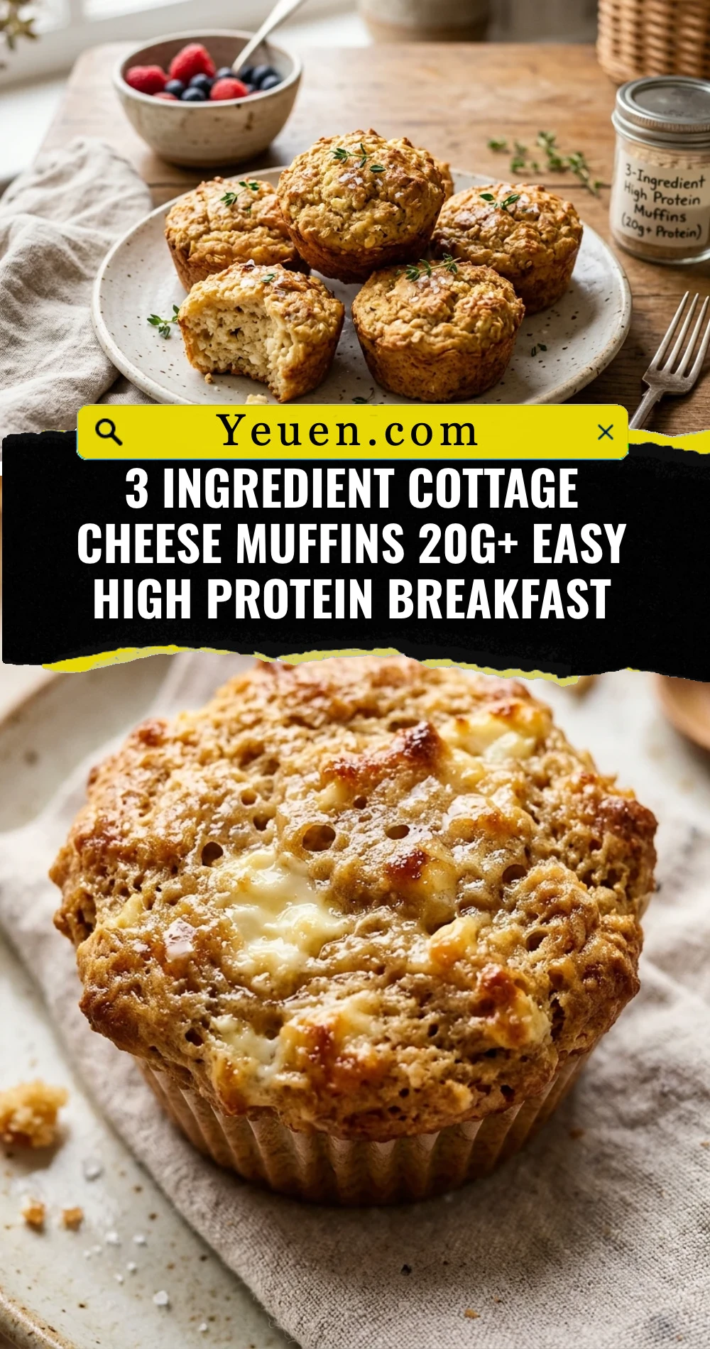 3 Ingredient Cottage Cheese Muffins 20g+ Easy High Protein Breakfast