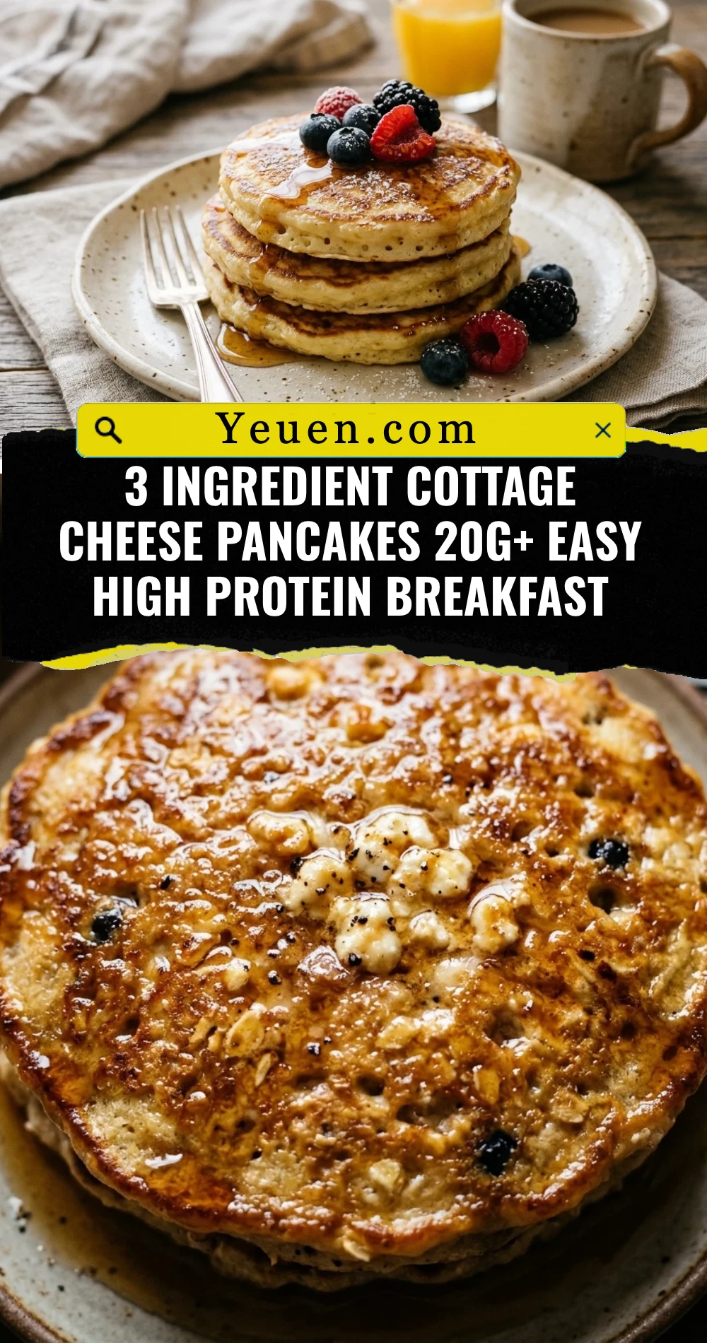 3 Ingredient Cottage Cheese Pancakes 20g+ Easy High Protein Breakfast
