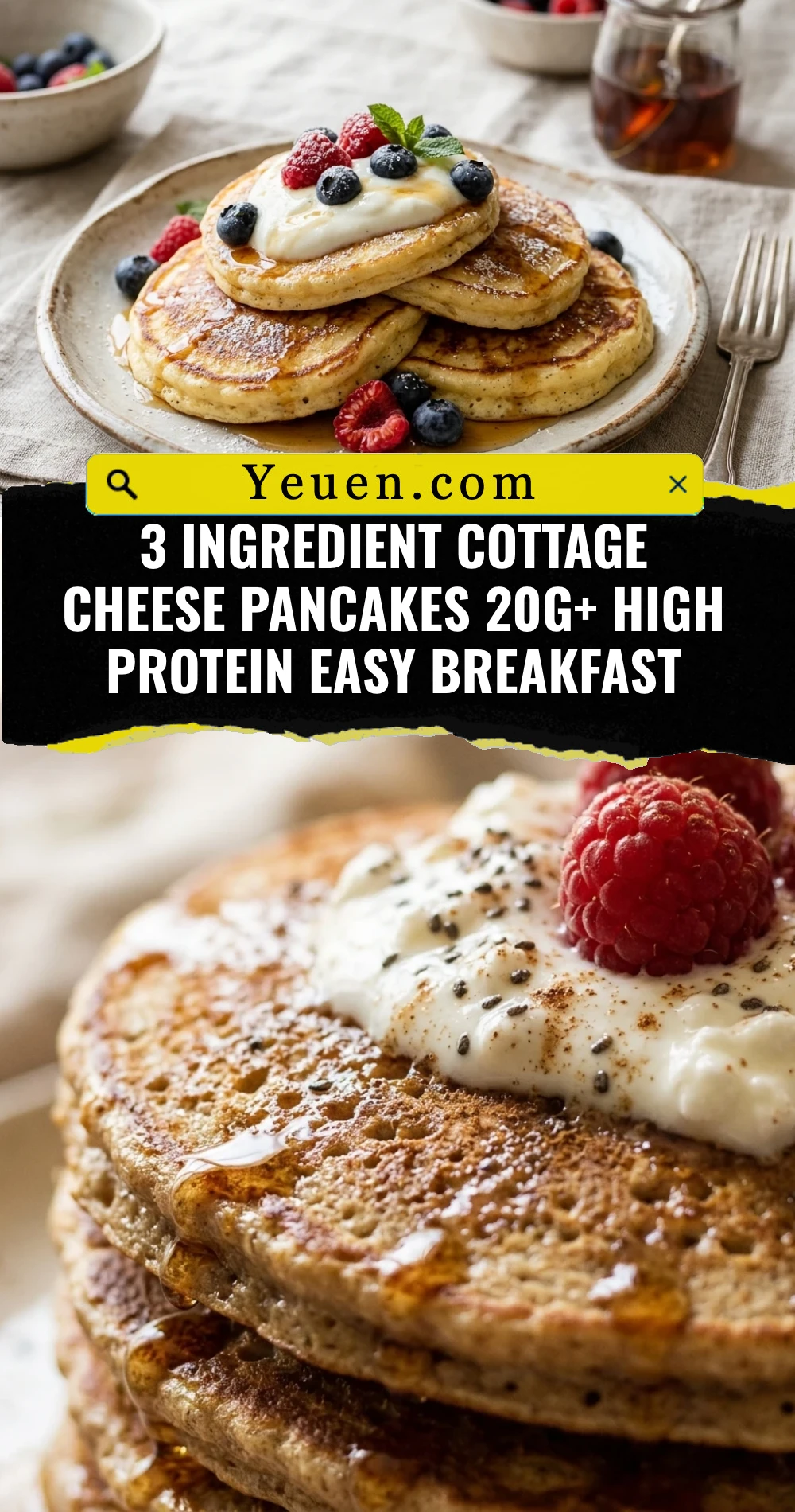 3 Ingredient Cottage Cheese Pancakes 20g+ High Protein Easy Breakfast