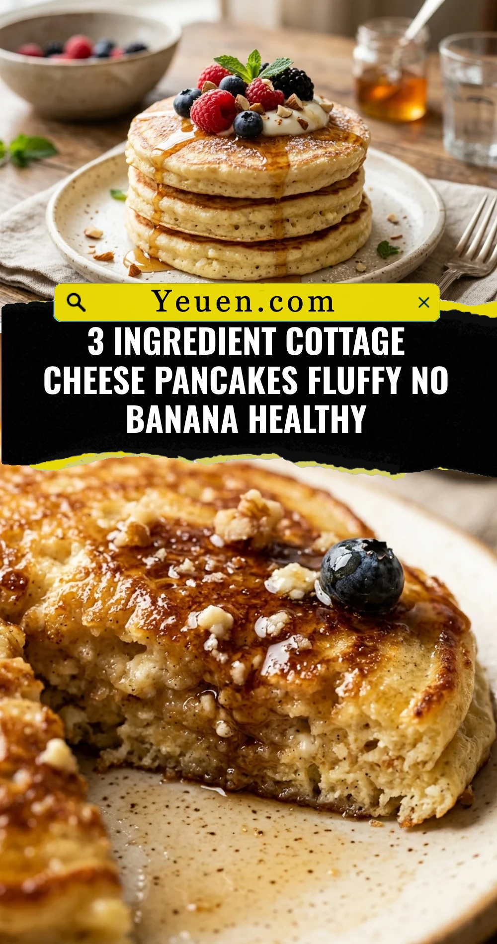 3 Ingredient Cottage Cheese Pancakes Fluffy No Banana Healthy