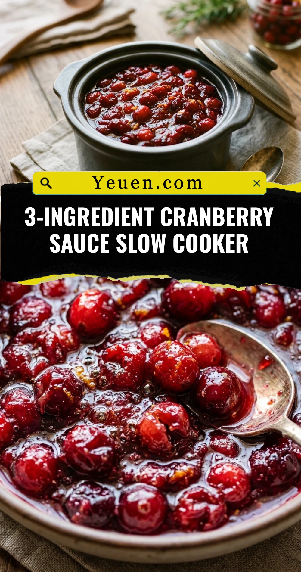 3-Ingredient Cranberry Sauce Slow Cooker