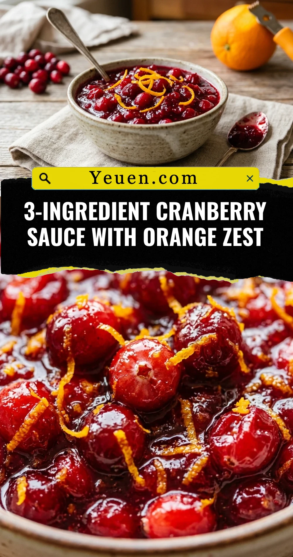 3-Ingredient Cranberry Sauce With Orange Zest