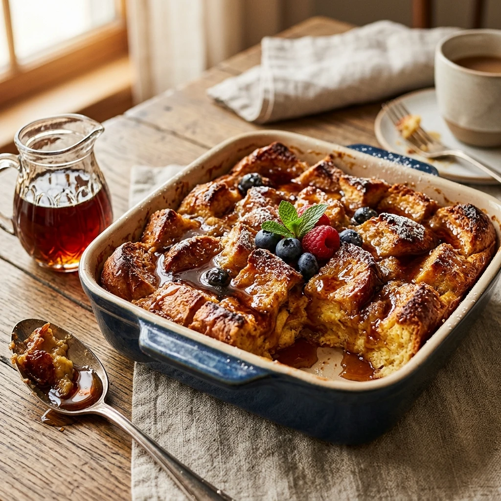 3 Ingredient Dump And Bake French Toast With Maple Syrup Easy