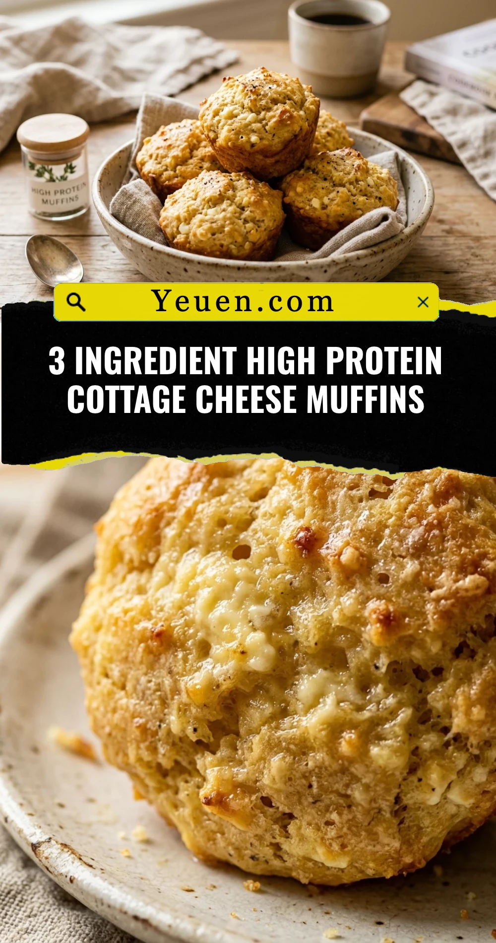 3 Ingredient High Protein Cottage Cheese Muffins
