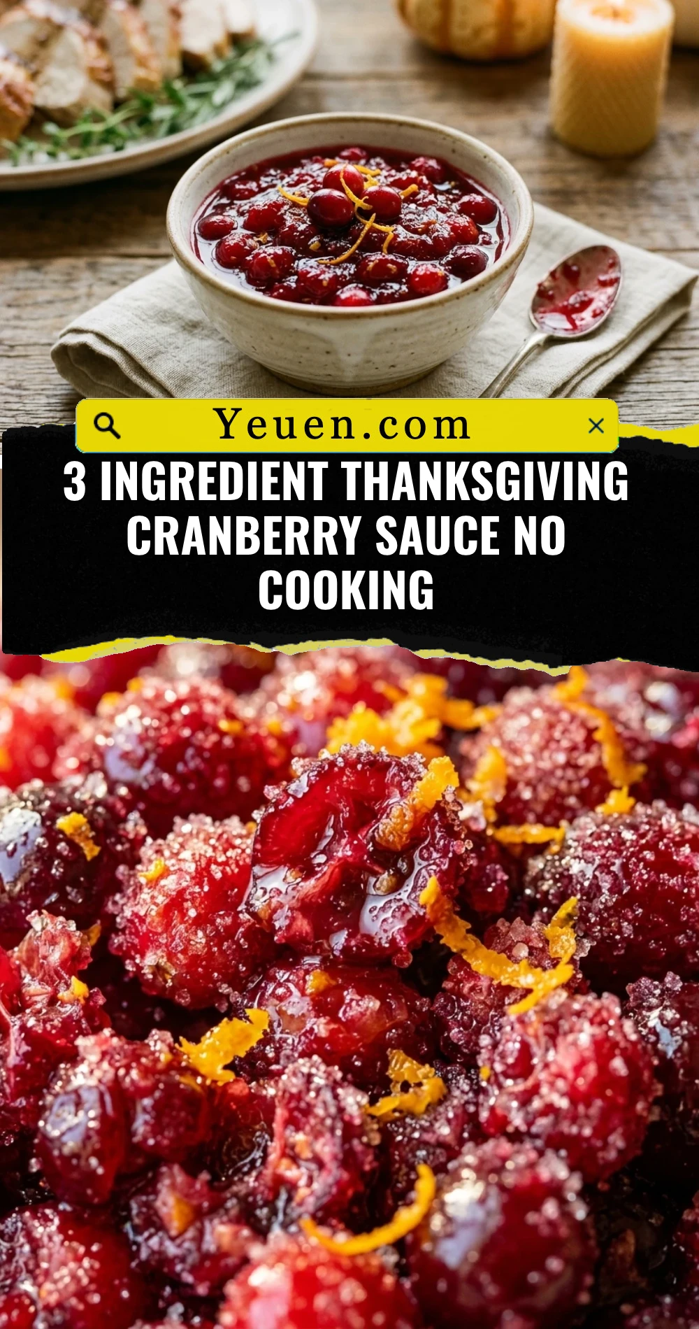 3 Ingredient Thanksgiving Cranberry Sauce No Cooking