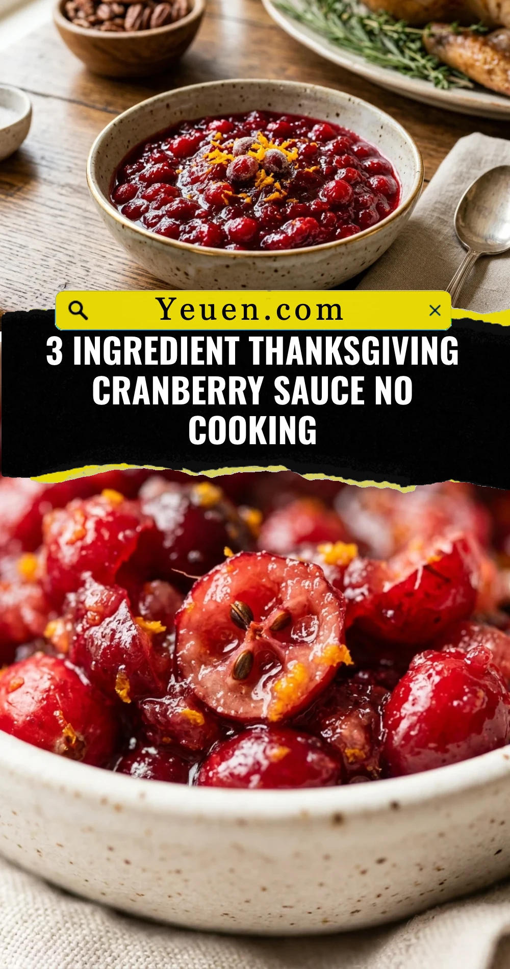 3 Ingredient Thanksgiving Cranberry Sauce No Cooking