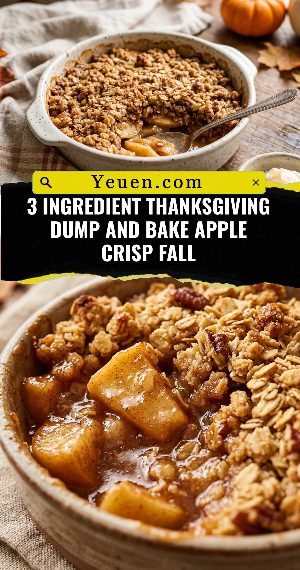 3 Ingredient Thanksgiving Dump And Bake Apple Crisp Fall