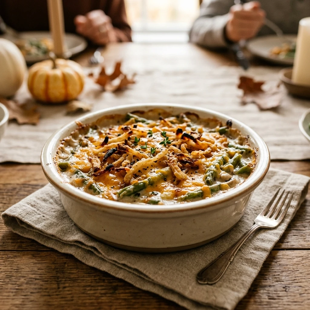 3 Ingredient Thanksgiving Dump And Bake Green Bean Casserole Easy