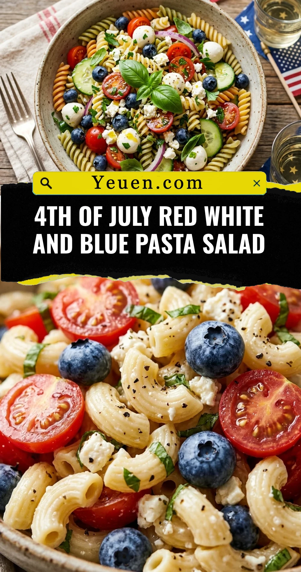 4th of July Red White and Blue Pasta Salad